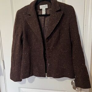 Liz Claiborne Brown Blazer Structured Classic Cut Work Career Minimalist timeles